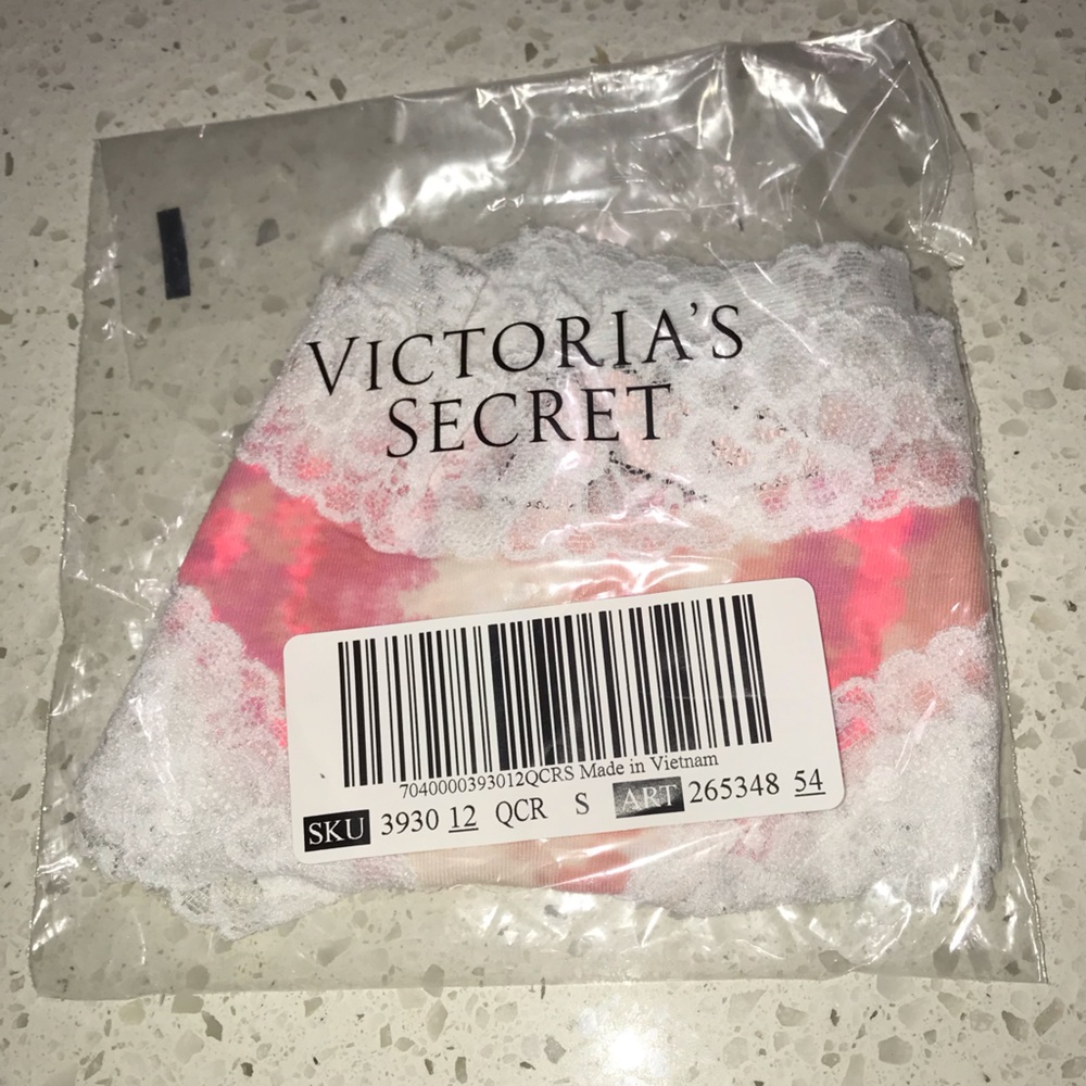 VS VICTORIA'S SECRET Lace Waist Cotton Cheeky Panty Faded Pink Tie Dye S - Picture 4 of 4